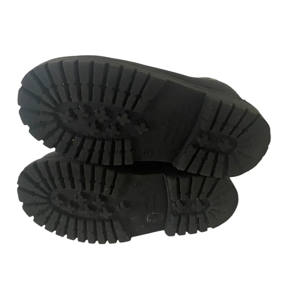 SmartFit‎ Kids Black Waterproof Winter Work Boots Side Zip Faux Fur Lined Size 9